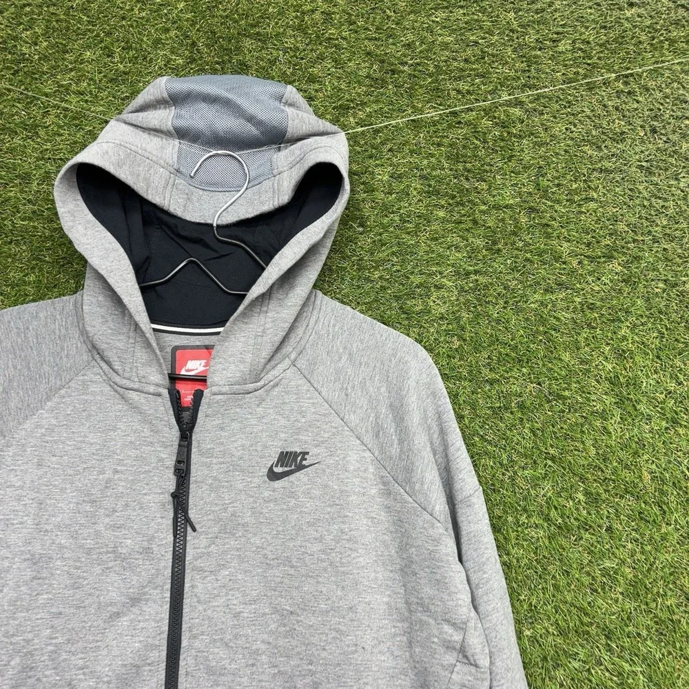 Nike Tech Windrunner Jacket Womens Large Grey Full Zip High Neck Lined Pockets